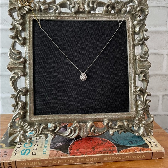 NEW Peoples Jewellers White Sapphire Double Frame Pendant in Sterling Silver - Picture 3 of 8